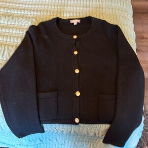 J crew lady jacket. Size L l. Black with gold buttons
